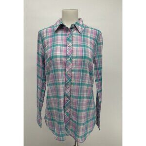 Talbots Womens Sz S Easter Plaid Button Shirt Collared Cowgirl Work Picnic